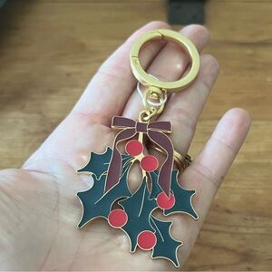 Vera Bradley Festive Green and Red Key Holder-Bag Charm. Gold toned hardware.NWT